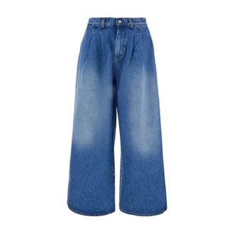 ERL Jeans met wijde pijpen en plooien - Heren - Jeans - Blauw - Maat: M Katoen