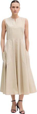 DKNY V-hals Jurk - Dames - Maxi kleedjes - Beige - S - Katoen - Kleedjes