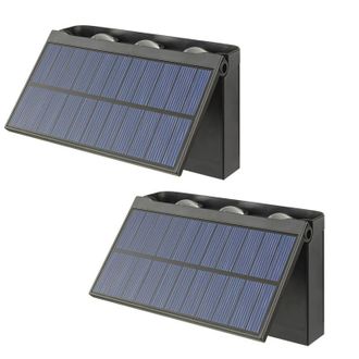OEM Juego De 2 Luces Solares Led Para Jard&iacute;n (6 Apliques De Pared), Iluminaci&oacute;n Ambiental, Focos Para Vallas, Luz C&aacute;lida