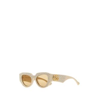 Gucci Crystal-Embellished Cat-Eye Sunglasses - unisex - Gucci - Sunglasses - Beige - ONE SIZE - Accessories