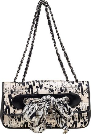 Chanel Limited Edition Silk Printed Chocolate Bar Scarf Shoulder Bag