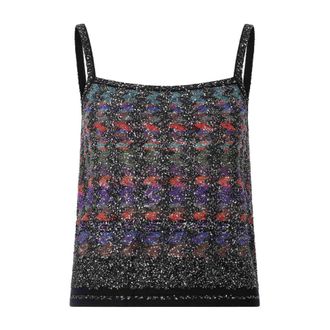 Missoni Sleeveless Tops, female, Multicolor, 4XS, Striped Sequin Top for Stylish Statements