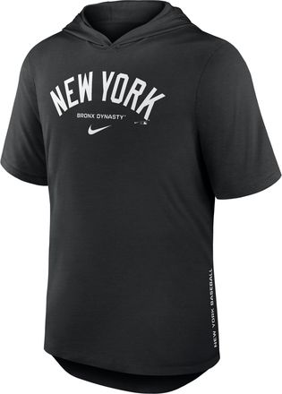 Nike New York Yankees Arched Wordmark Nike Mens Dri-FIT MLB Hooded T-Shirt in Black | 03NB00ANK-6XV