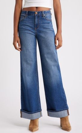 1822 Denim High Waist Cuff Slim Wide Leg Jeans in Oaklee at Nordstrom, Size 30