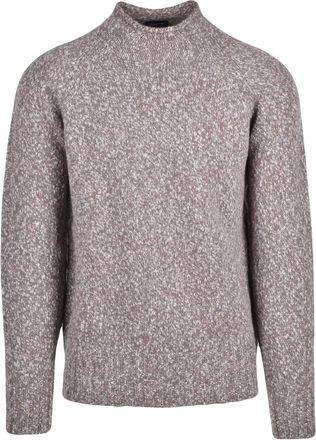 Drumohr Grey/Brown Speckled Wool Turtleneck Sweater