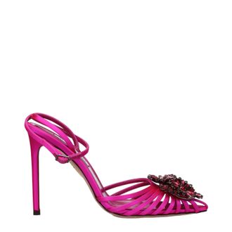 Aquazzura Crystal Margarita Sandalen Damen Satin Fuchsia/Orchidee