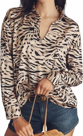Hutch Ayer Long Sleeve Top In Latte Layered Zeba Stripe