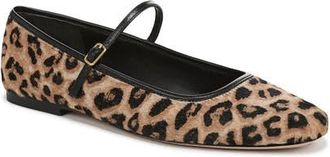 Veronica Beard Ellie Genuine Calf Hair Mary Jane Flat in Leopard/Black at Nordstrom, Size 10.5