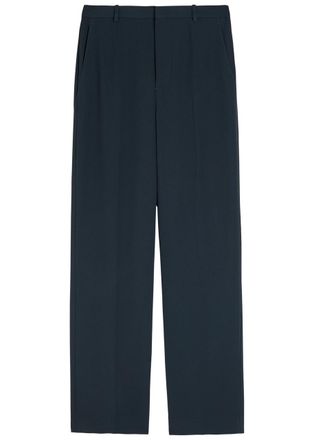 Vince Relaxed Straight-leg Crepe Trousers - Navy - 4 (UK6 / XS)