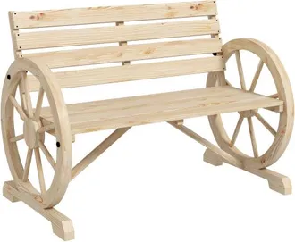 OEM Panchina Da Giardino A 2 Posti, In Legno, Stile Rustico, Con Braccioli, Portata Massima 240 Kg, In Legno Di Abete, Colore Naturale. Consegna A Domicil