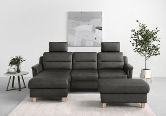 Sit&more Ecksofa »Farö L-Form« inklusive Federkern, wahlweise mit Bettfunktion und Bettkasten