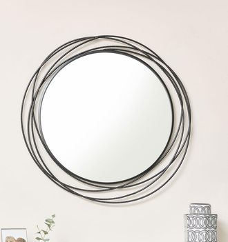 Melody Maison Large Black Swirl Wall Mirror - 88cm X 85cm