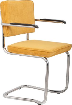 Zuiver Freischwinger Design Stuhl Ridge Kink Rib mit Armlehnen, Gelb