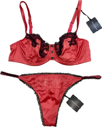 Chantal Thomass Strawberry Silk & Lace Lingerie Set Size M