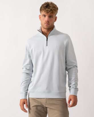 Boss Orange by Hugo Boss Mens Zetrust 1/4 Zip Sweatshirt in Light Grey Cotton - Size X-Large
