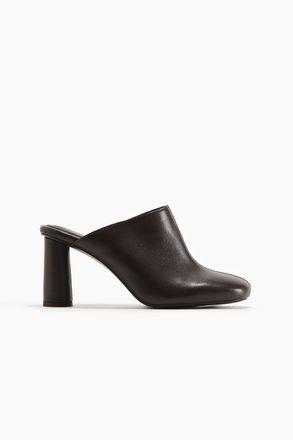 H&M Lederne Mules mit Absatz - Brown