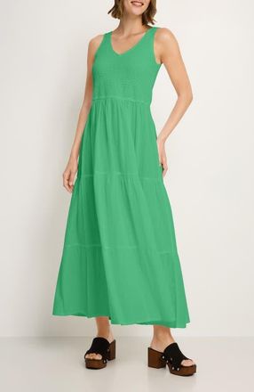 Lascana Womens Smocked V-Neck Maxi Dress in Green at Nordstrom, Size 12