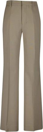 Ami Klassieke Flare Fit Wollen Broek - Dames - Wijde Broeken - Beige - L - Wol - Broeken