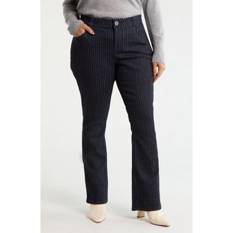 Wit & Wisdom Brittany Pinstripe High Waist Itty Bitty Bootcut Jeans in Indigo at Nordstrom, Size 16W