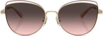 Coach Bandit Wire oval-frame sunglasses - women - Metal - 57 - Gold
