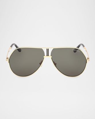 Tom Ford Men & apos;s Rickie-02 Metal Aviator Sunglasses