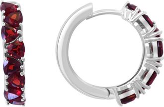 Effy Sterling Silver Garnet Huggie Hoop Earrings in Red at Nordstrom Rack