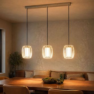 Globo Lighting Lampada A Sospensione A Led, Lampada Da Sala Da Pranzo, Regolabile In Altezza, Vetro Trasparente, H 120 Cm