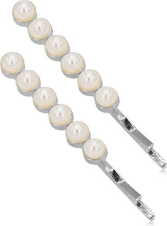 Brides & Hairpins Kalene Crystal & Pearl Bobby Pins in Silver at Nordstrom