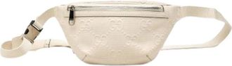 Gucci Pre-owned Vintage Embossed Leather Belt Bag - Dames - Vintage Heuptassen - Beige - ONE Size - Leer - Vintage