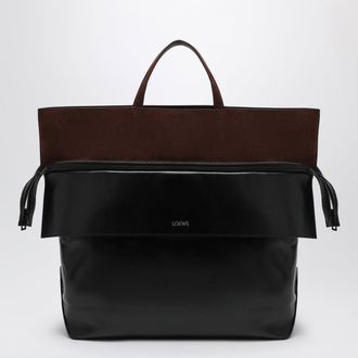 Loewe Large Switch tote bag in black/espresso leather and suede