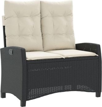 vidaXL Vidaxl - Sillón reclinable de jardín con cojines ratán sintético negro