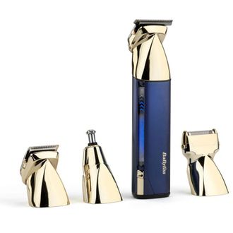 BaByliss Cortadora Multiusos Inal&aacute;mbrica - Babyliss - Mt992e Super-x Metal - Autonom&iacute;a 5 H - 4 Cabezales - Edici&oacute;n Oro Y Marino