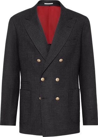 Brunello Cucinelli Prince of Wales deconstructed blazer in Anthracite at Nordstrom, Size 50 It