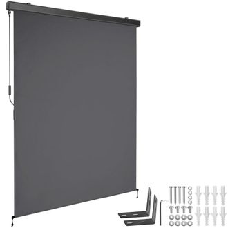 TecTake Toldo vertical con manivela, 2 soportes pared, 140x250 cm, negro