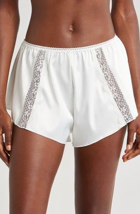 Kat The Label Lucille Lace Inset Tap Pants in Ivory at Nordstrom, Size X-Large