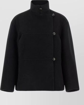 R&oacute;he cashmere wool asymmetric high-collar jacket