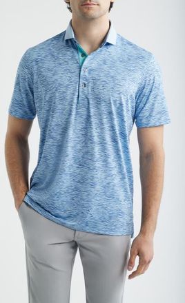 Greyson Deep Water Performance Print Polo in Wolf Blue at Nordstrom, Size Xx-Large