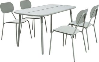 Sweeek Aluminium garden table 140cm + 4 chairs grey - Avelia