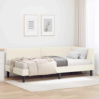 vidaXL Vidaxl Struttura Letto Angolare Con Materasso 2 Pz Crema 100 X 200 Cm