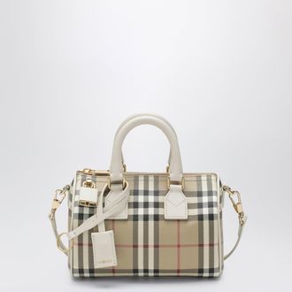 Burberry Mini Vintage Check bowling bag in coated cotton beige