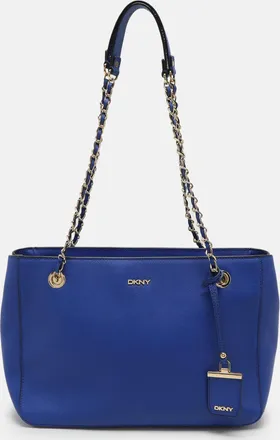 DKNY Dkny Blue Leather Chain Zip Tote