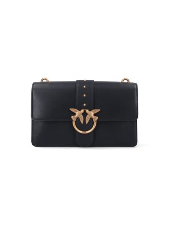 Pinko Medium Black Leather Bag with Adjustable Chain