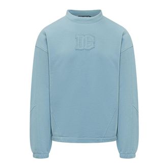 Dolce & Gabbana Sweatshirts, male, Blue, Size: L Treated Cotton Sweatshirt