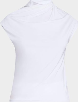 Rosetta Getty Twist Draped High-Neck Top