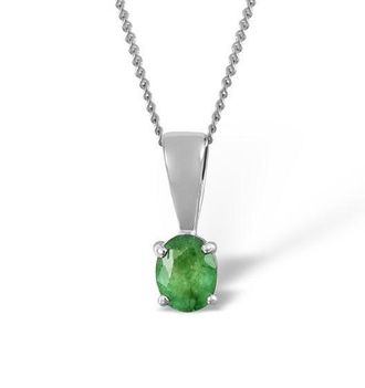 The Diamond Store Emerald 5 x 4mm 18K White Gold Pendant Necklace