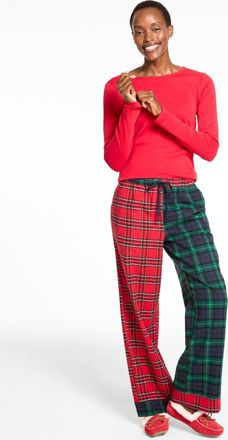Talbots Plus Size - Cotton Flannel Pajama Set - Mixed Plaid - Red - 1X Talbots