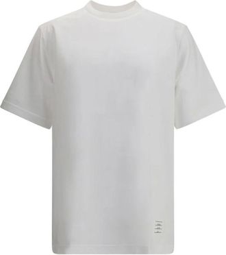 Thom Browne Tops, Heren, Wit, S, Katoen, Oversized T-shirt met iconische patch
