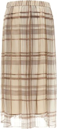 Brunello Cucinelli Pleated Silk Organza Skirt