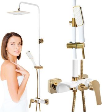 Desconocido Columna De Ducha Para Ba&ntilde;era, Blanco/dorado