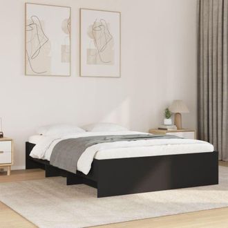 vidaXL Estructura De Cama Madera De Ingenier&iacute;a Negra 135x190 Cm Vidaxl